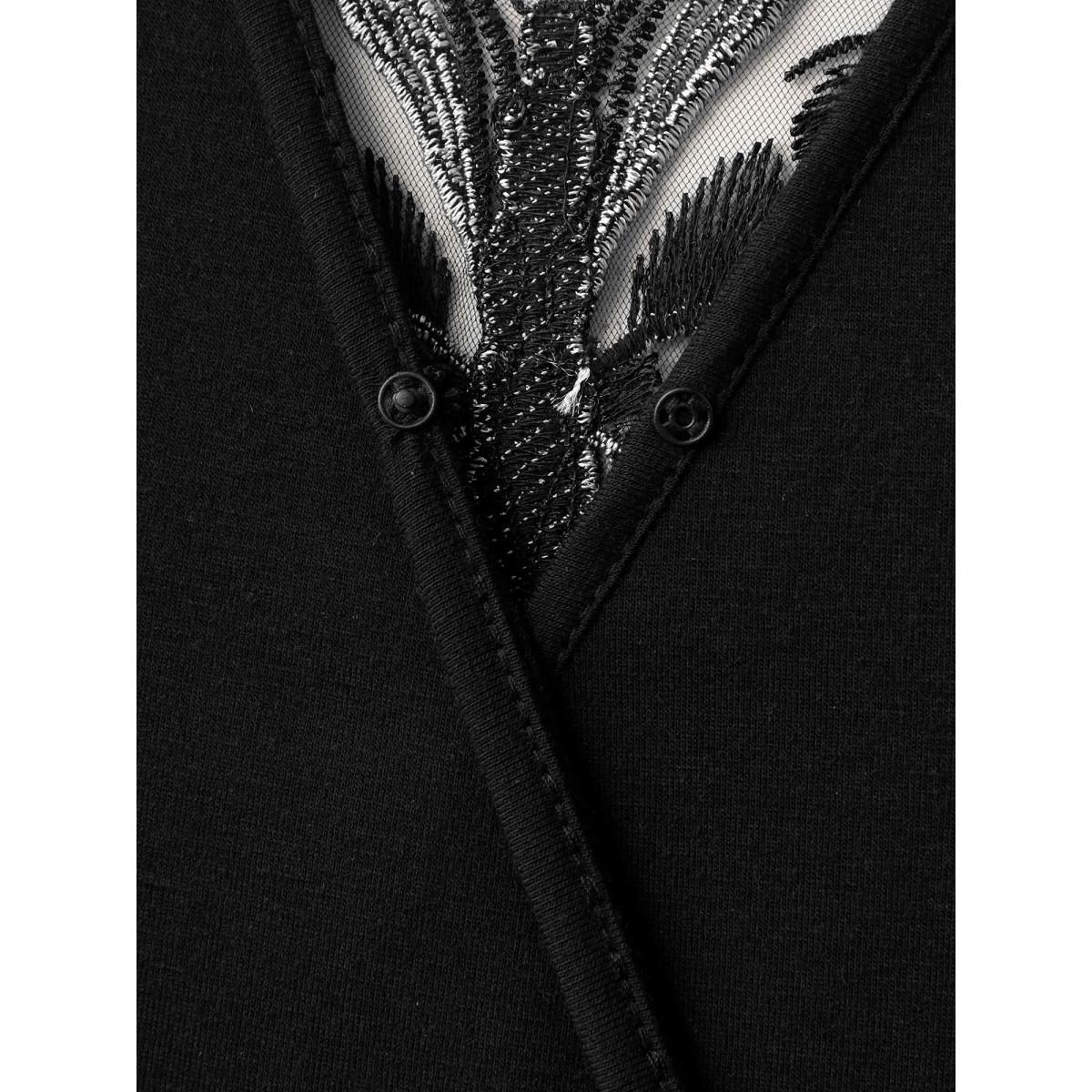 Plus Size Black Supersoft Butterfly Backless Stretchy Wide-Leg Jumpsuit Women Leisure Cap Sleeve V-neck Casual Loose Jumpsuits BloomChic 10/M Product Image