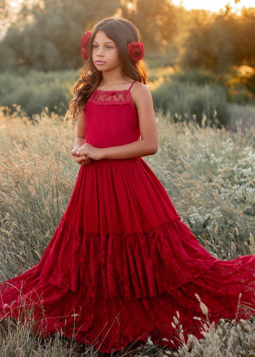 Catrin Dress in Crimson Girls Product Image