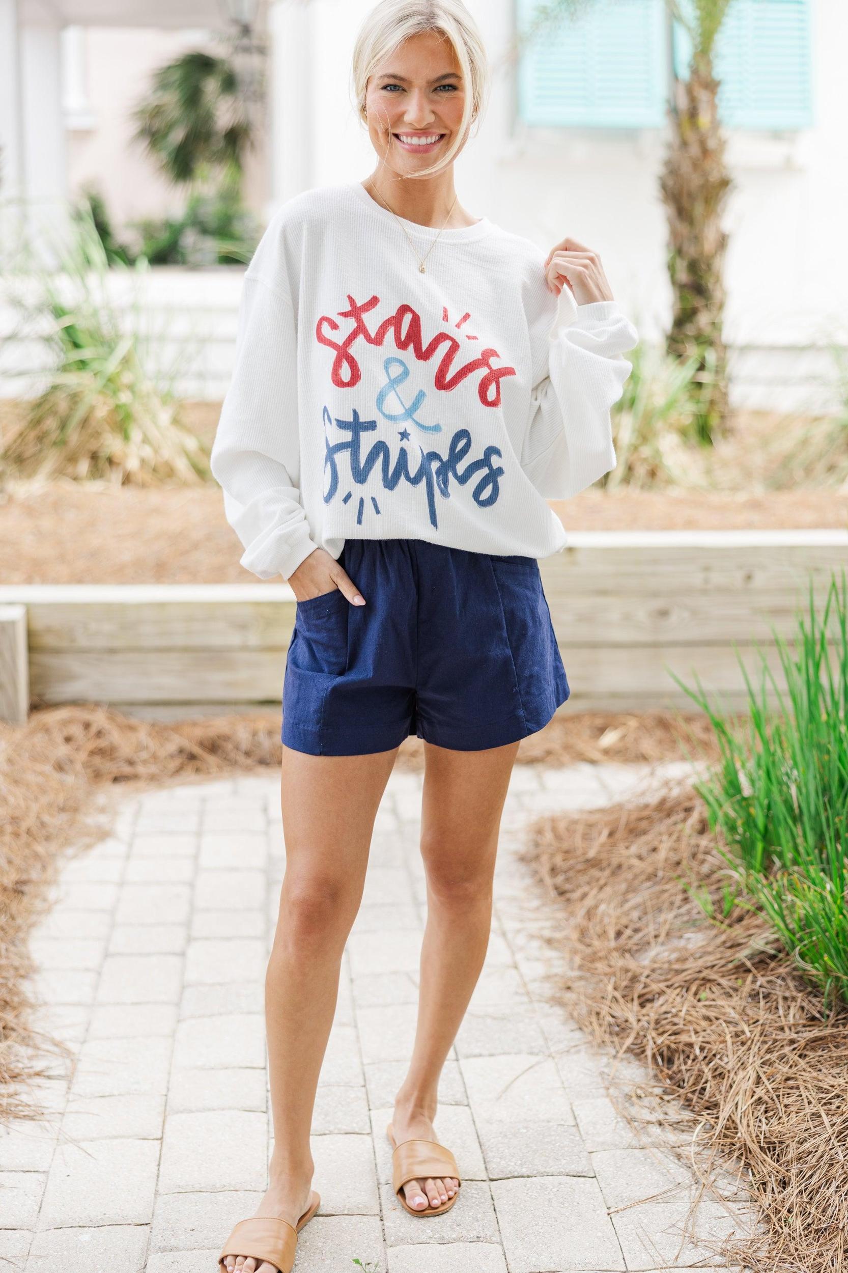 Stars & Stripes White Graphic Corded Sweatshirt Female Product Image