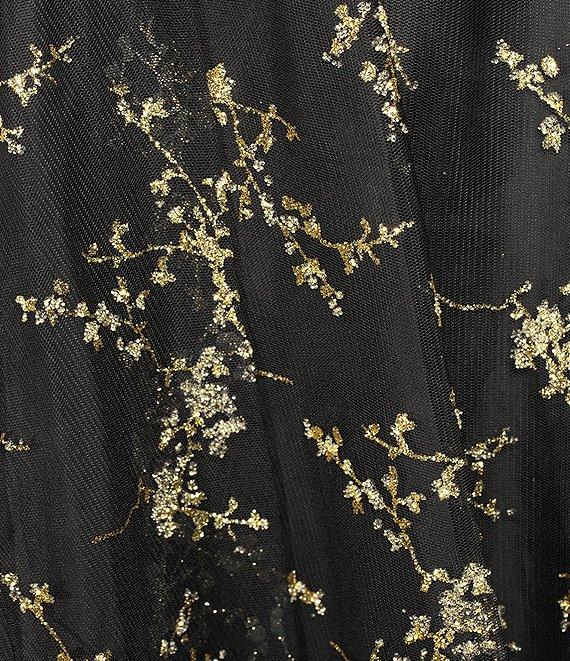 Blondie Nites Glitter Sweetheart Neck Illusion Corset Bodice Open Tie Back Dress Product Image