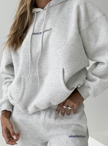 Princess Polly Hooded Sweatshirt Bubble Text Grey Marle / Slate Product Image