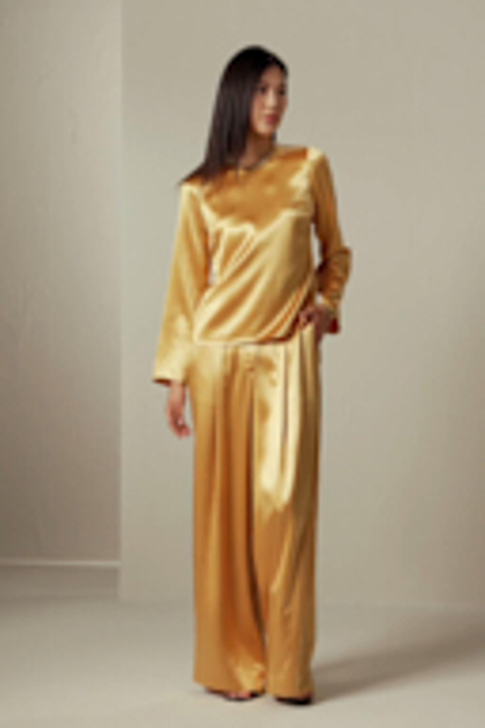 High-Waist Silk Palazzo Pants Product Image