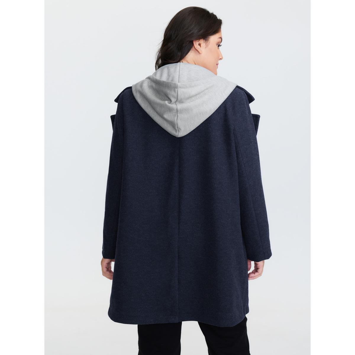 Plus Size 2 In 1 Double Breasted Hooded Coat Women Midnight Leisure Contrast Ladies Casual Winter Coats BloomChic 10/M Product Image