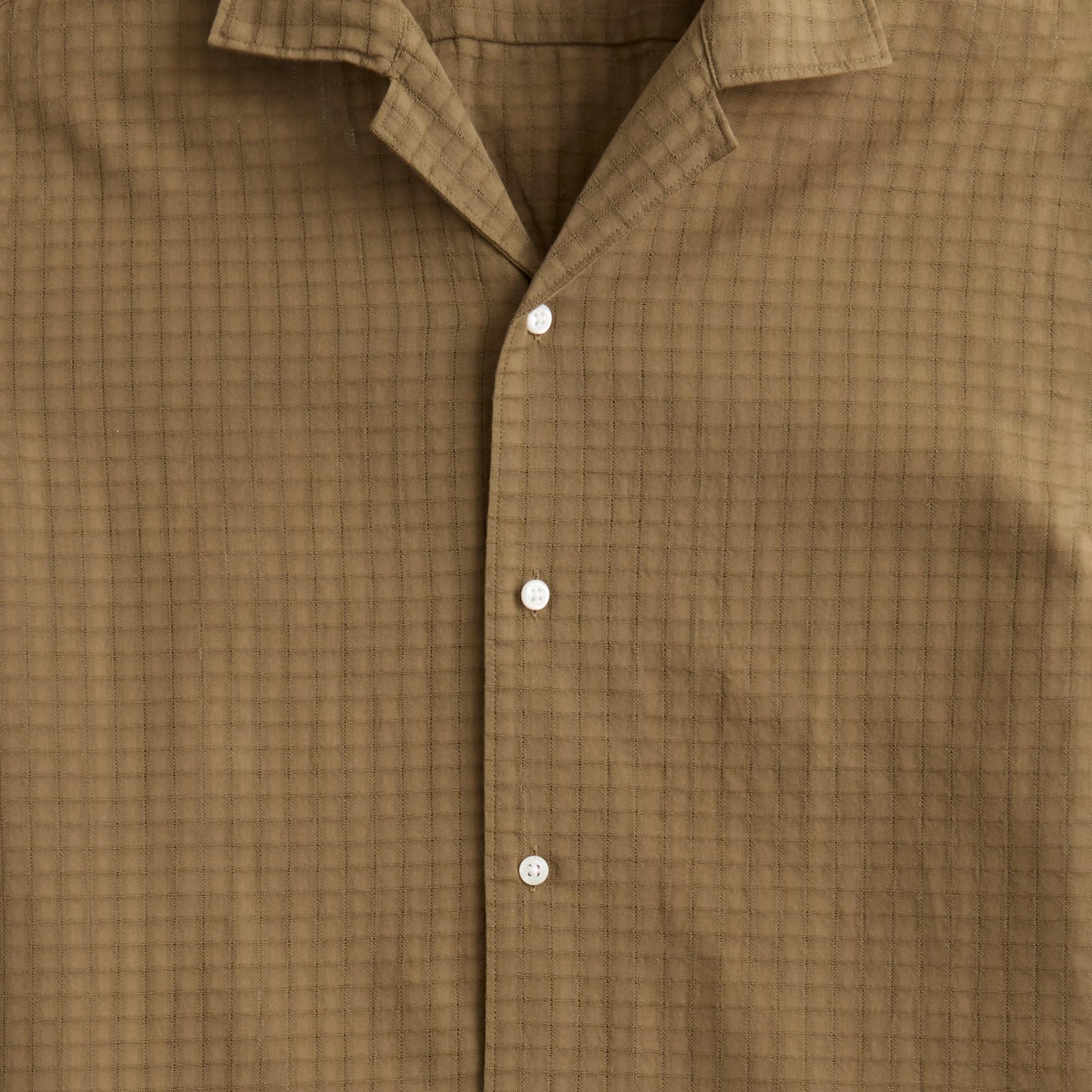 Short-sleeve cotton dobby camp-collar shirt Product Image