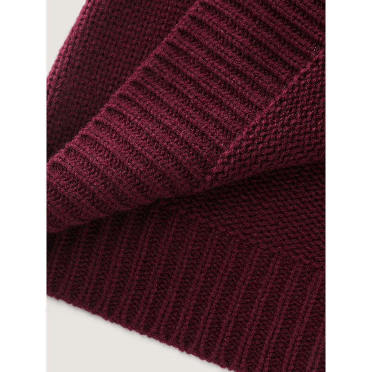 Plus Size Heart Textured Lantern Sleeve Knit Cardigan Burgundy Women Leisure Loose Long Sleeve Casual Cardigans BloomChic 26/4X Product Image