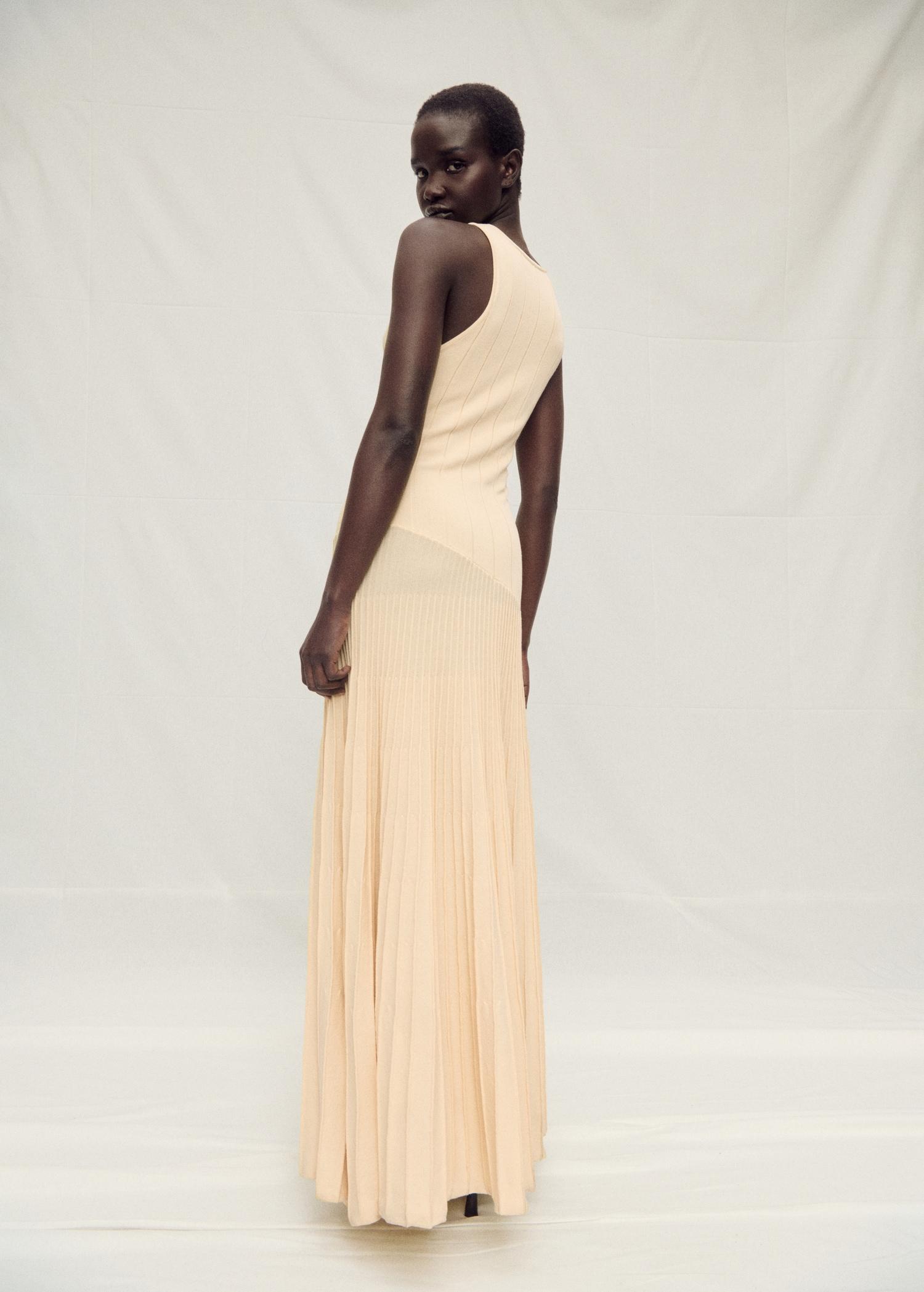 Pleated knitted dress - Women | MANGO USA Product Image