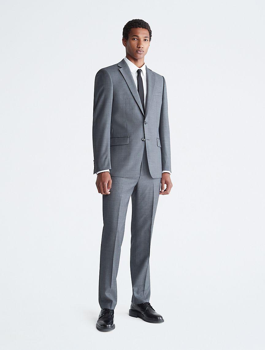 Slim Fit Heather Grey Suit Pants Product Image