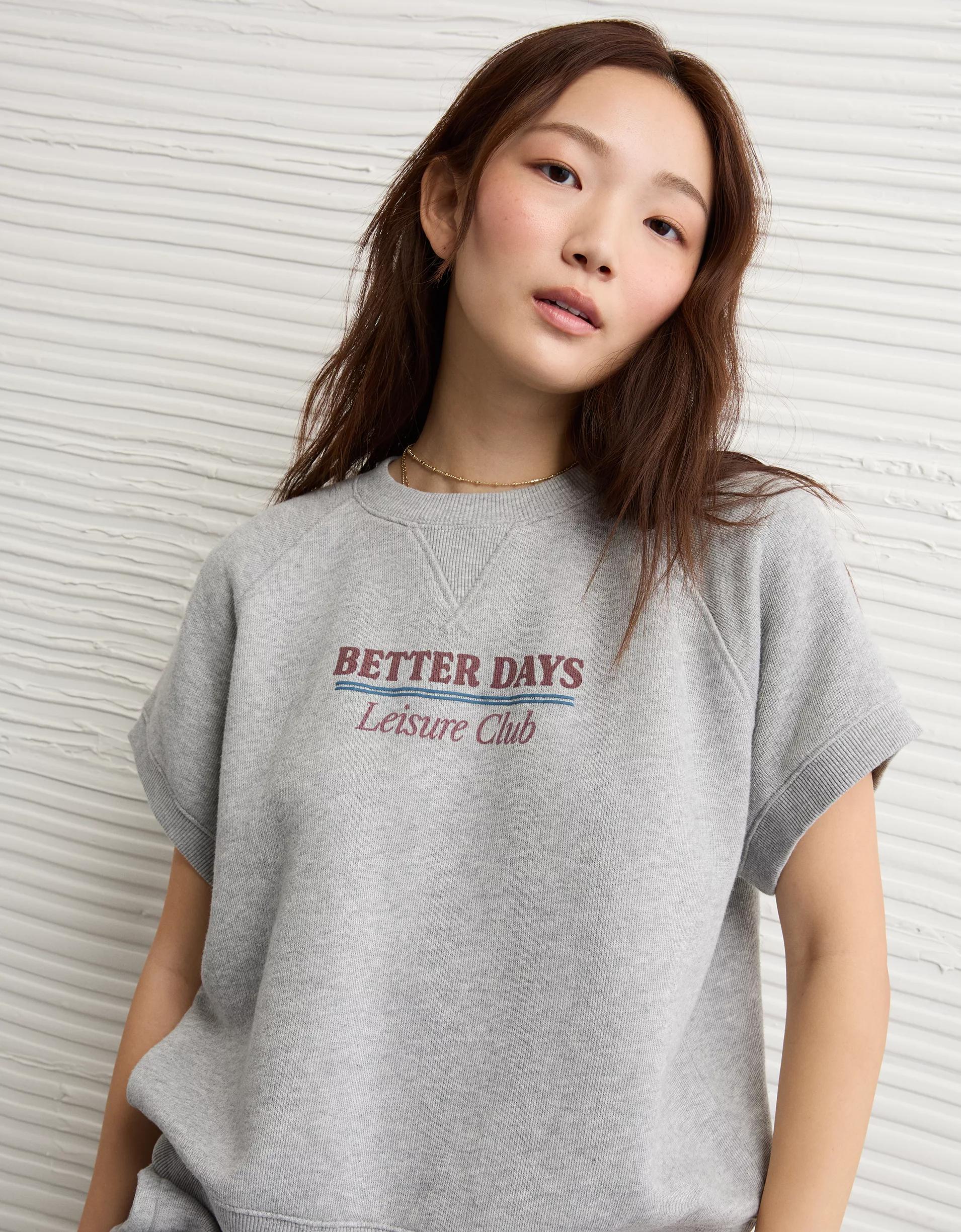 AE Short-Sleeve Graphic Sweatshirt Product Image