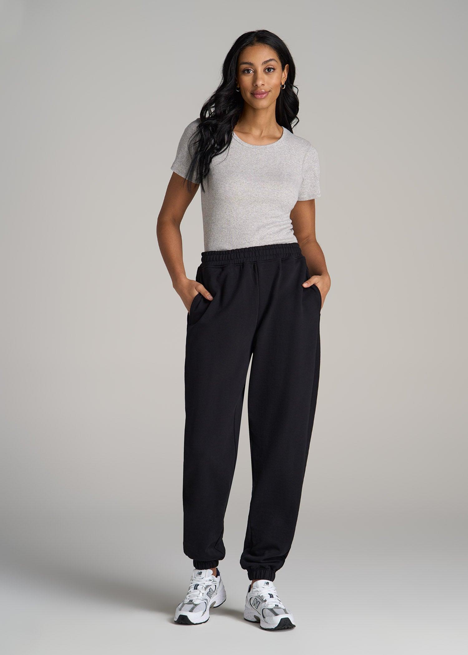 Wearever Oversized French Terry Joggers for Tall Women in Black Female Product Image
