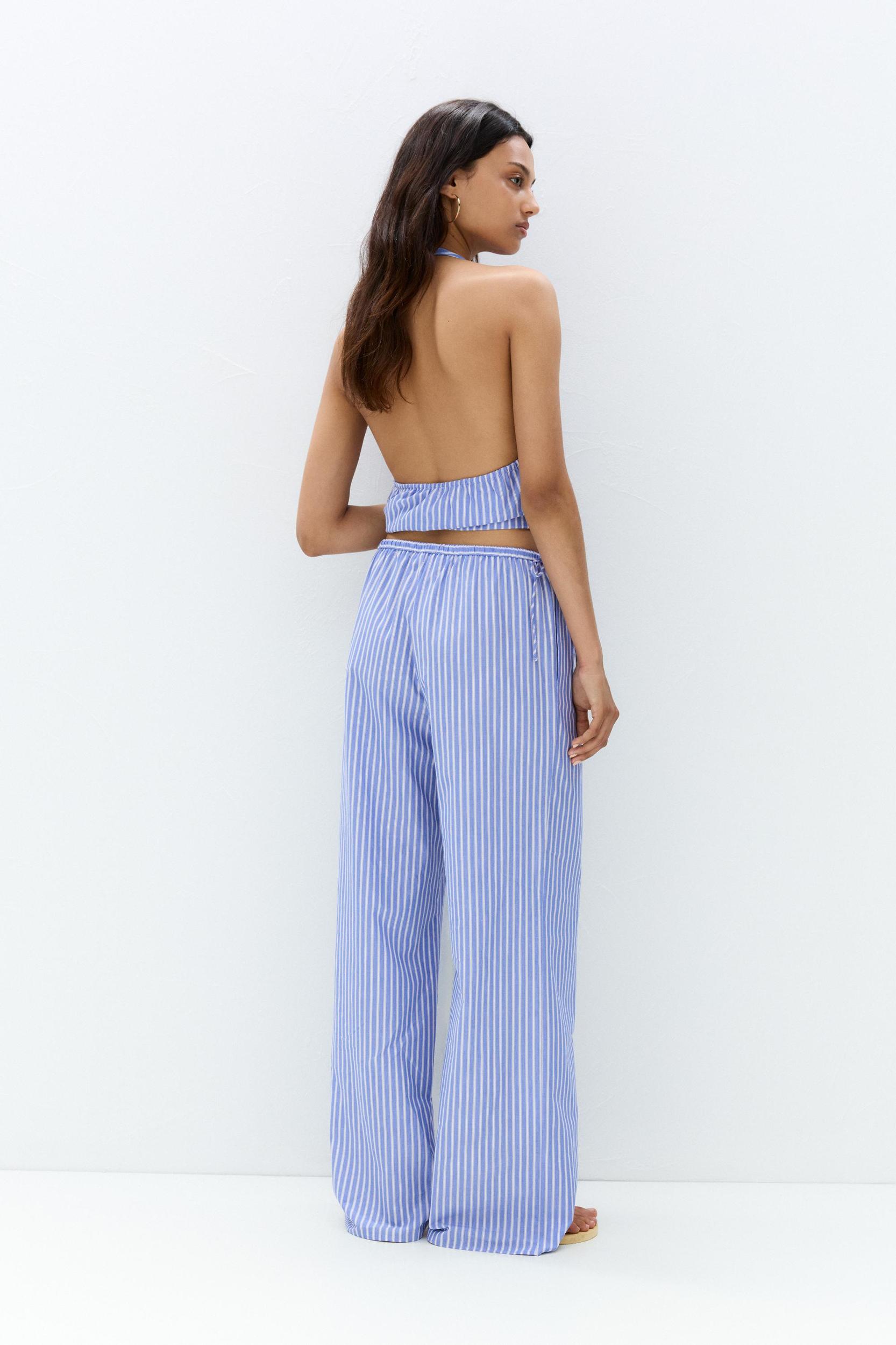 Striped pajama-style pants Product Image
