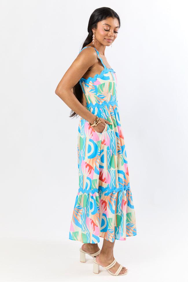 Tropical Tango Multi Rick Rack Trim Printed Midi Dress FINAL SALE Product Image