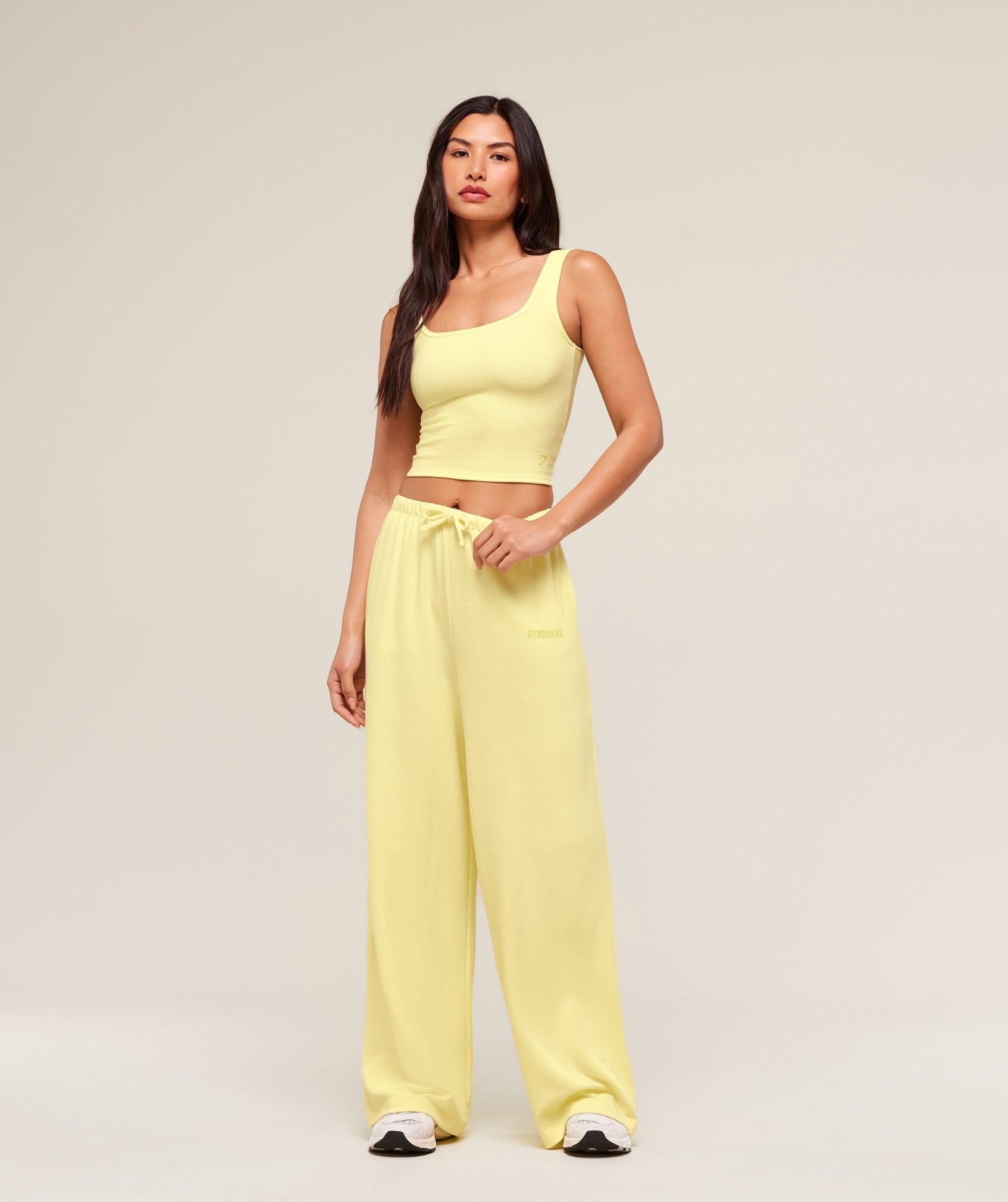 Gymshark Waffle Wide Leg Pants - Refresh Yellow Female Product Image