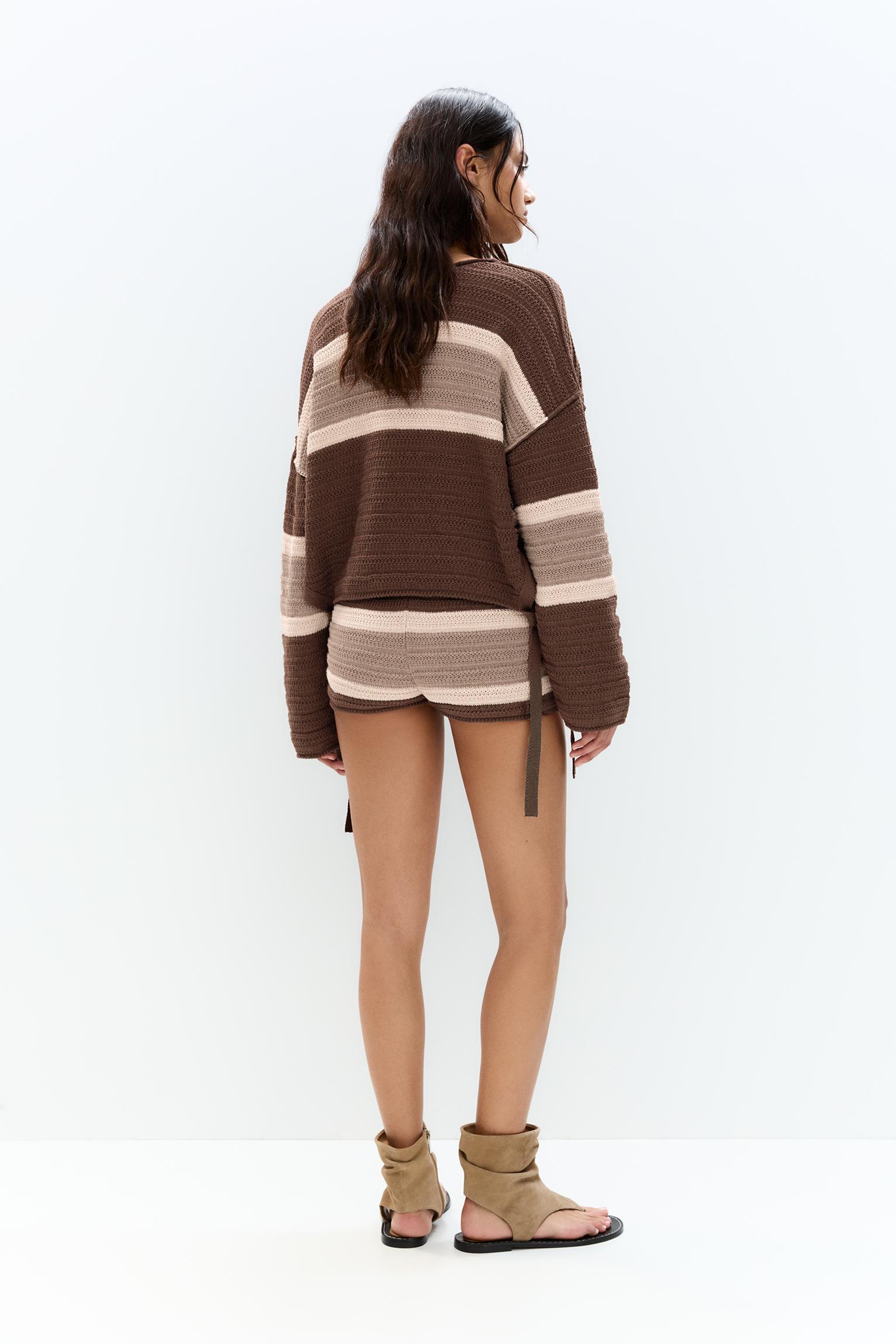 Striped knit sweater with side slit Product Image