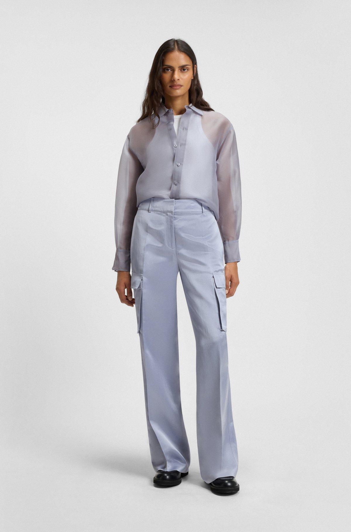 Long-sleeved blouse in silk organza Product Image