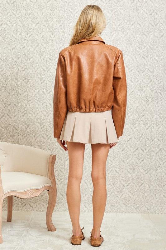 Daniella Chestnut Faux Leather Jacket Product Image