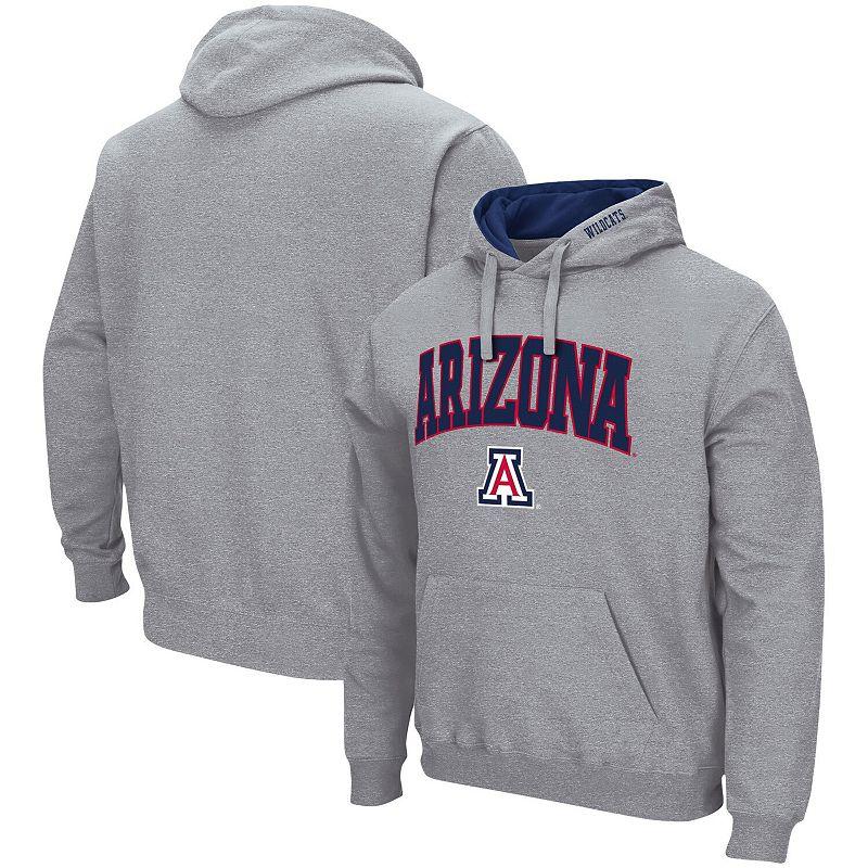 Men's Colosseum Heather Gray Arizona Wildcats Arch & Logo 3.0 Pullover Hoodie,  Product Image