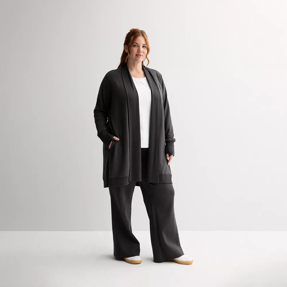 Plus Size Tek Gear® French Terry Long Wrap, Women's, Size: 2XL, Mineral Black Product Image