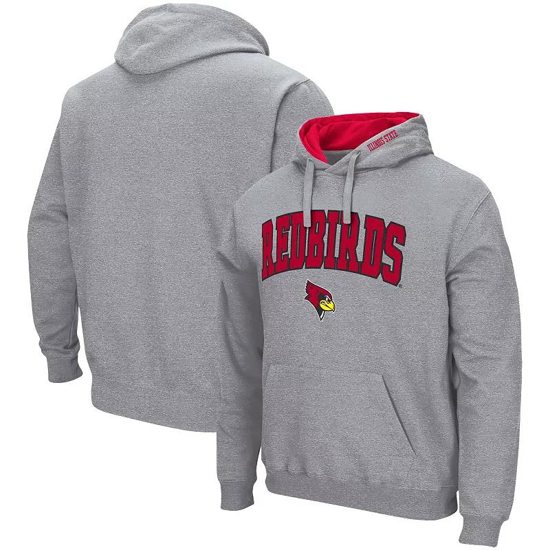Men's Colosseum Heathered Gray Louisiana Tech Bulldogs Arch and Logo Pullover Hoodie,  Product Image