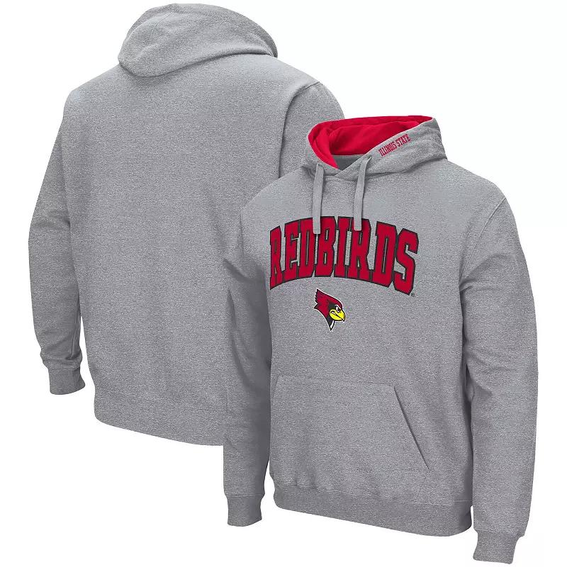 Men's Colosseum Heathered Gray Louisiana Tech Bulldogs Arch and Logo Pullover Hoodie,  Product Image