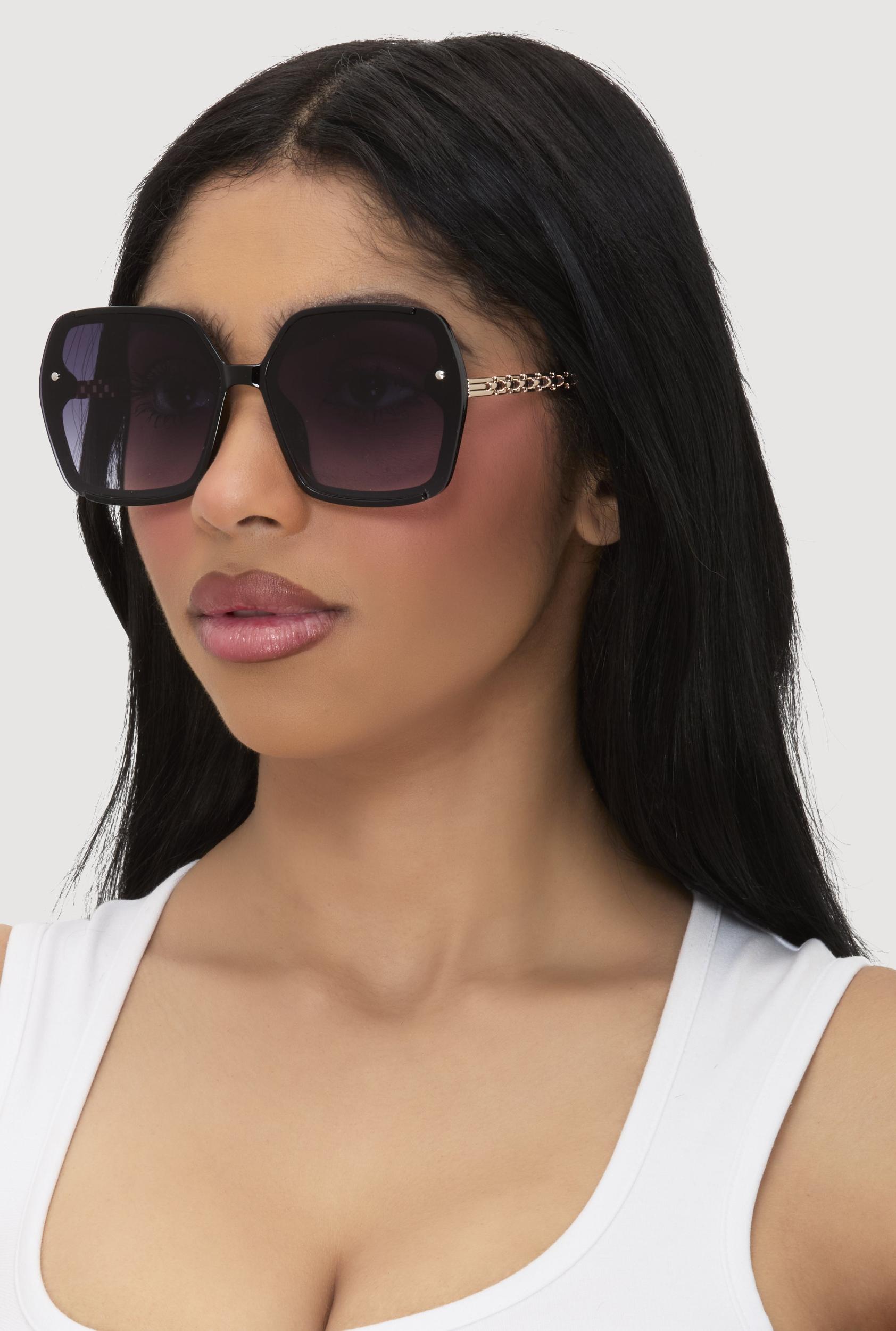 Oversized Chain Link Ombre Lens Sunglasses Unisex Product Image