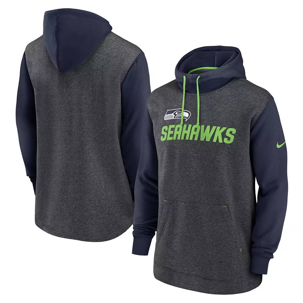 Men's Nike Heathered Charcoal/College Navy Seattle Seahawks Surrey Legacy Pullover Hoodie,  Product Image