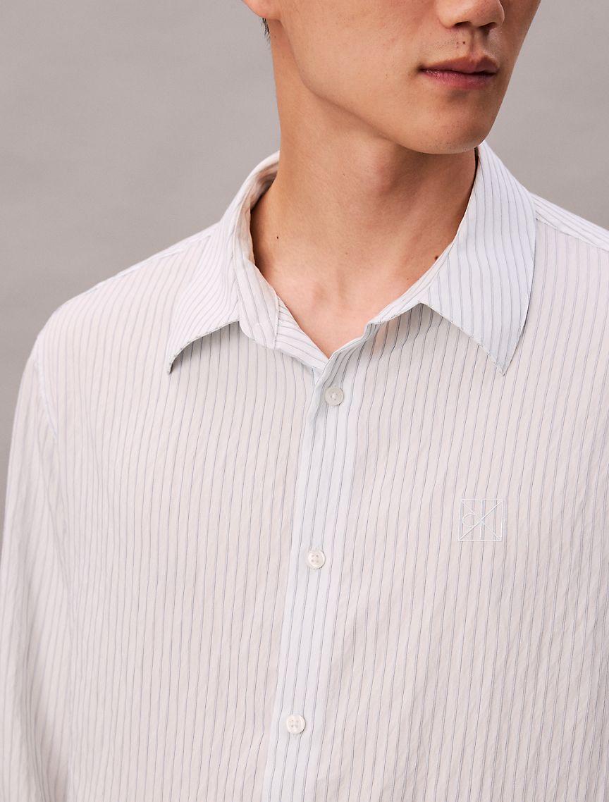 Stripe Viscose Blend Relaxed Button-Down Shirt Product Image