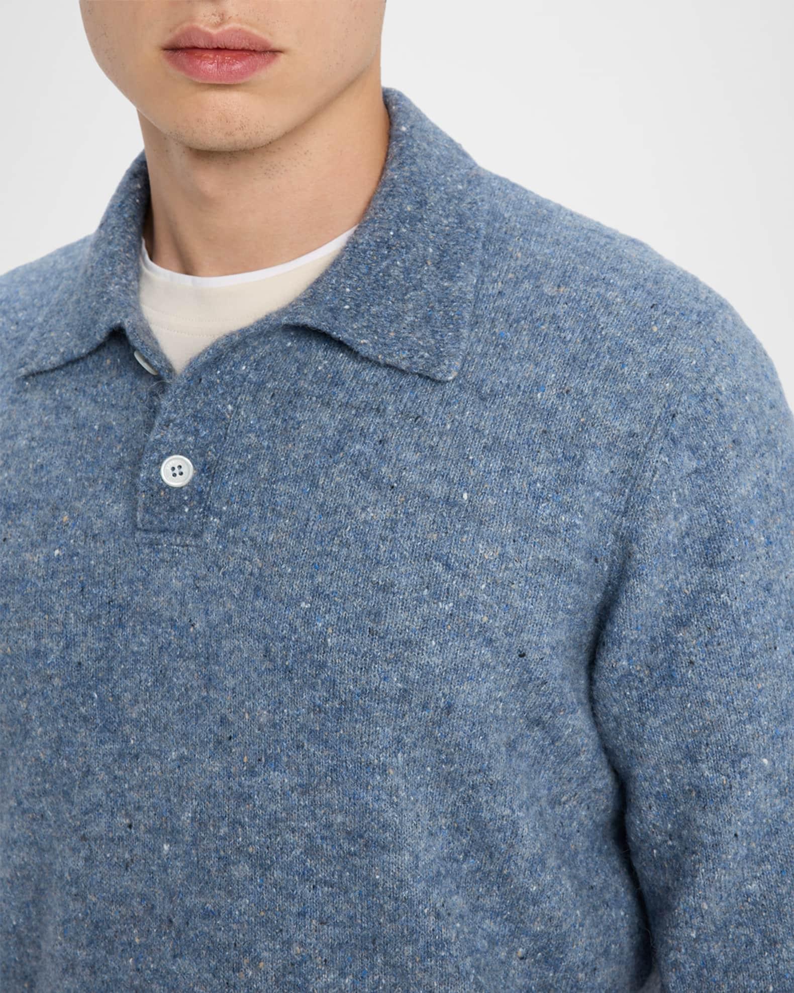 Men's Wool and Nylon Melange Polo Sweater Product Image
