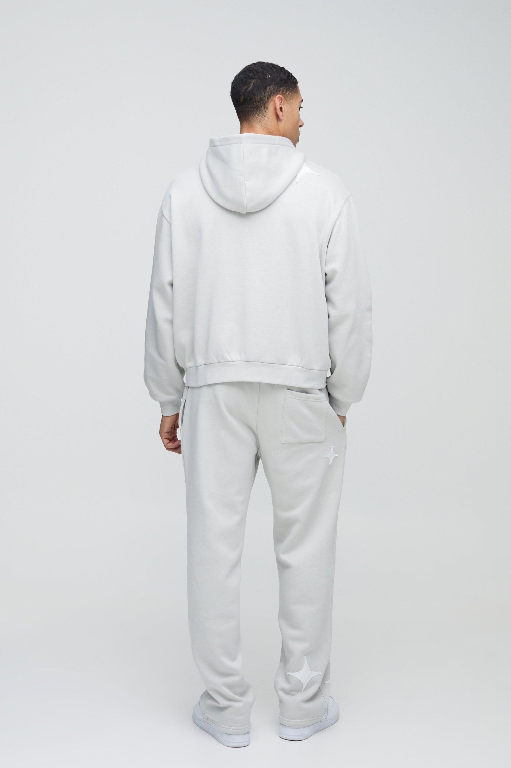Oversized Boxy Official Applique Zip hooded Tracksuit | boohooMAN USA Product Image