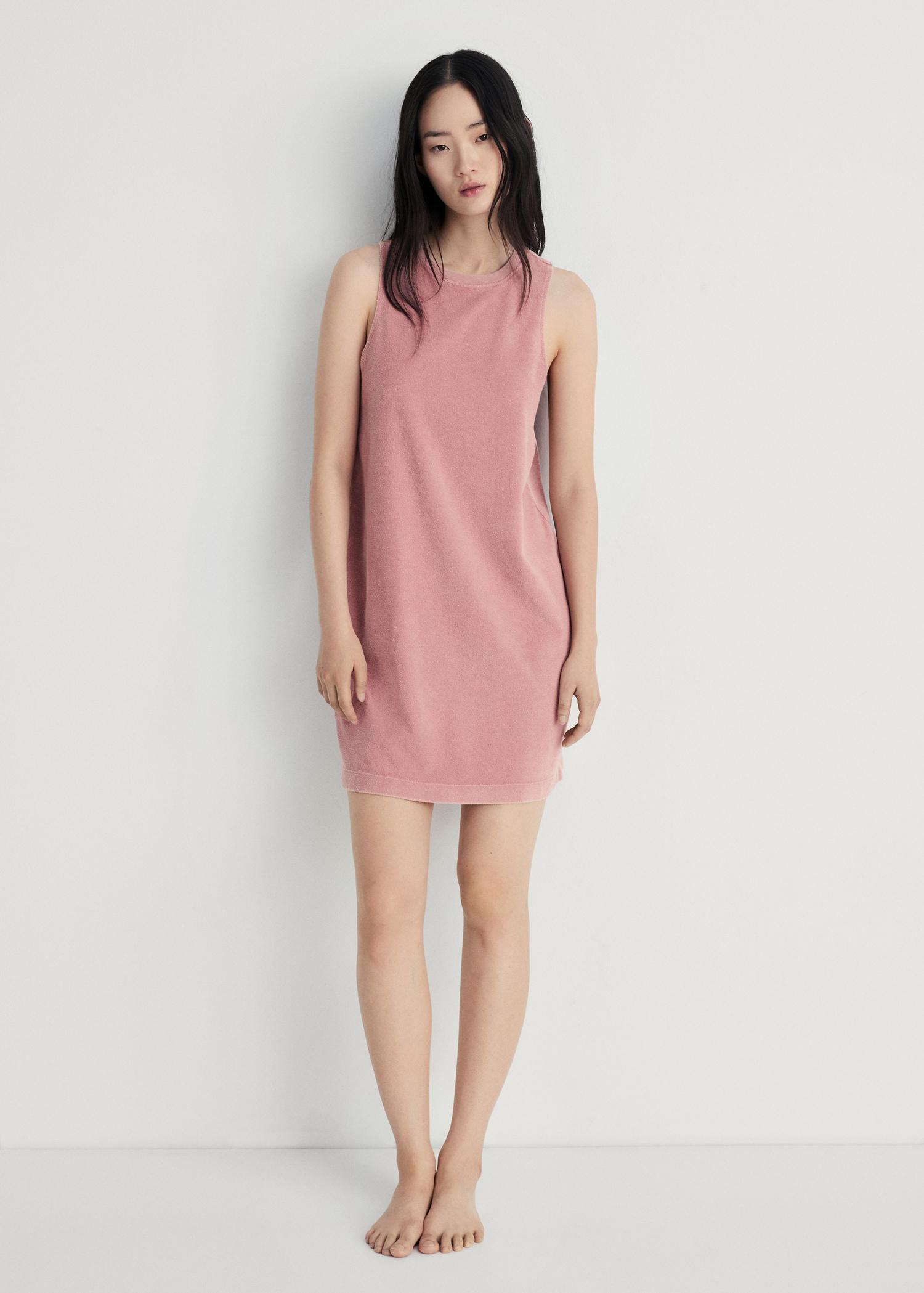 Overdyed terry cotton nightgown - Women | MANGO USA Product Image