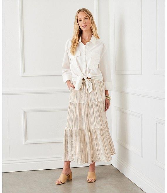 Karen Kane Point Collar Long Sleeve Tie-Front Top Product Image