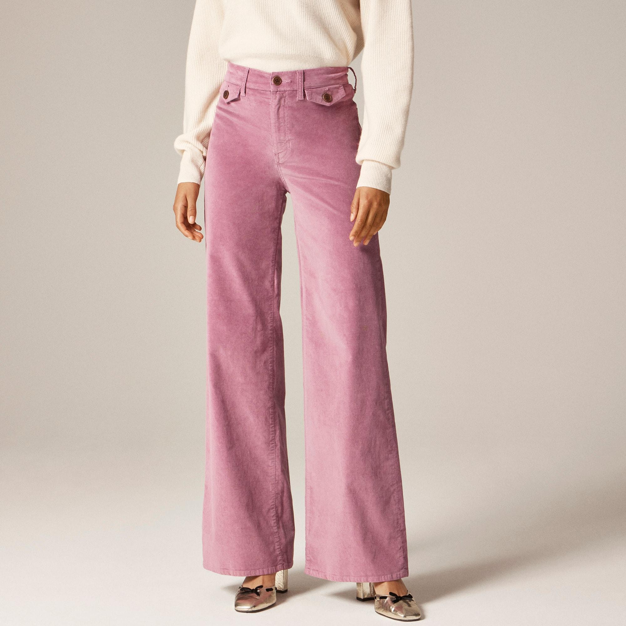Wide-leg trouser in washed velvet Product Image