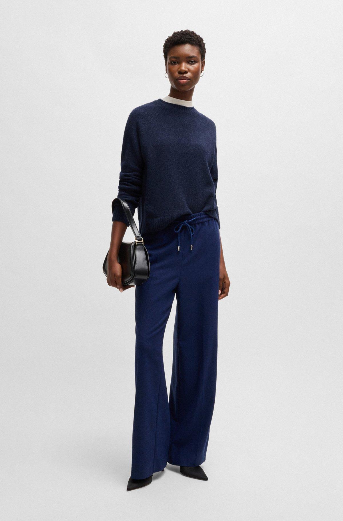 Crew-neck sweater in stretch fabric Product Image