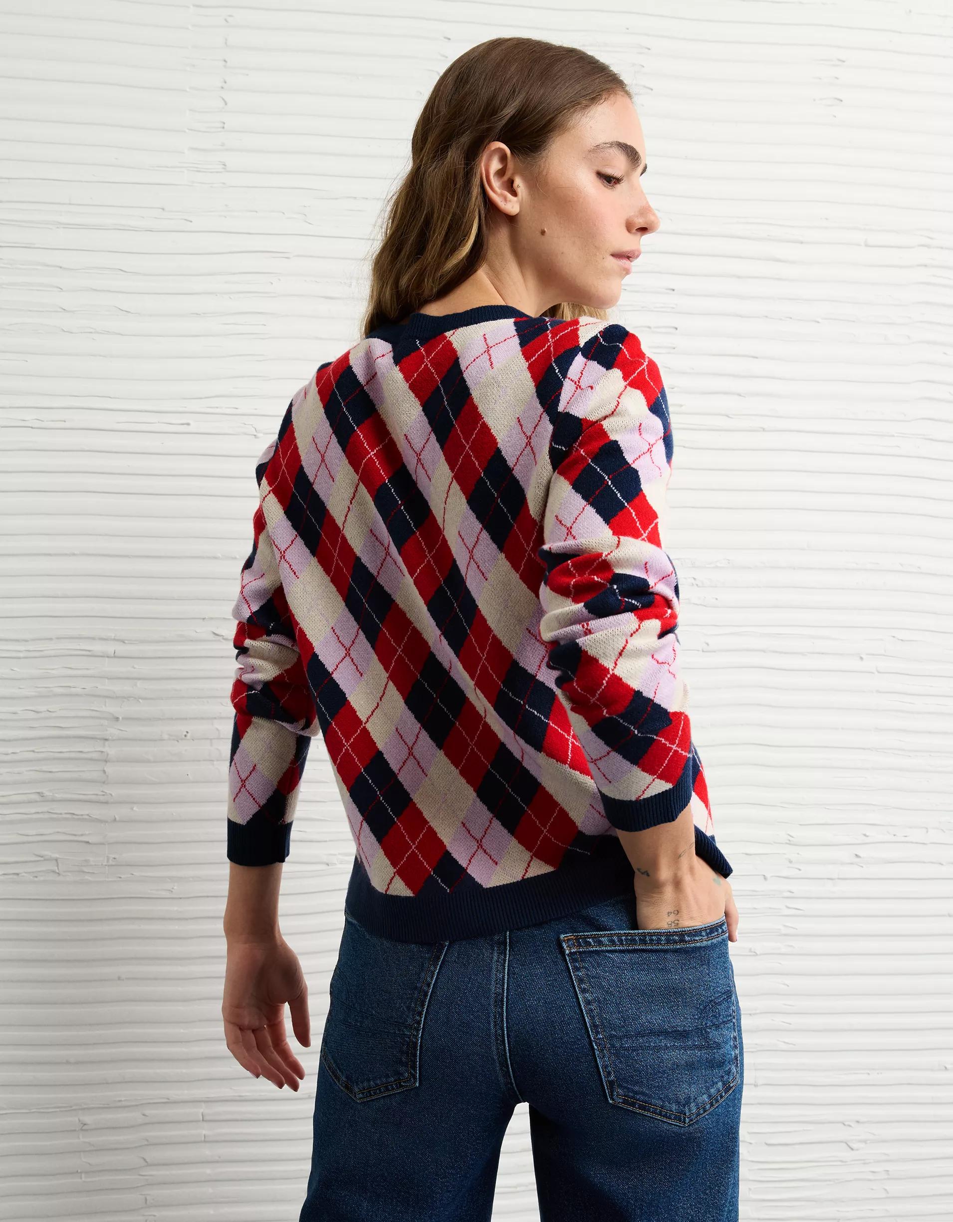 AE x The Summer I Turned Pretty Crew Neck Argyle Cardigan Product Image