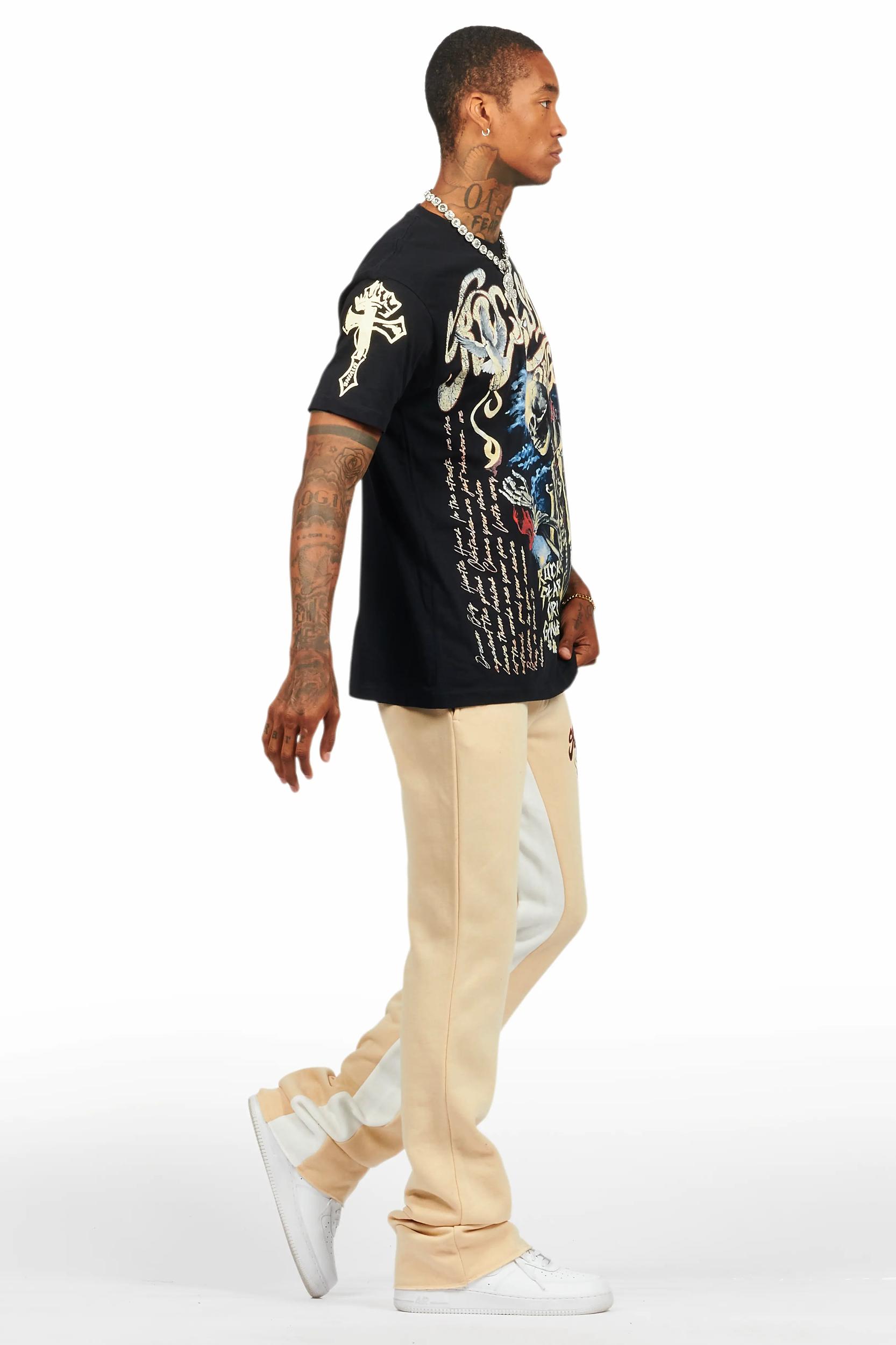 Danby Black/Beige T-Shirt/Baggy Pant Set Male Product Image