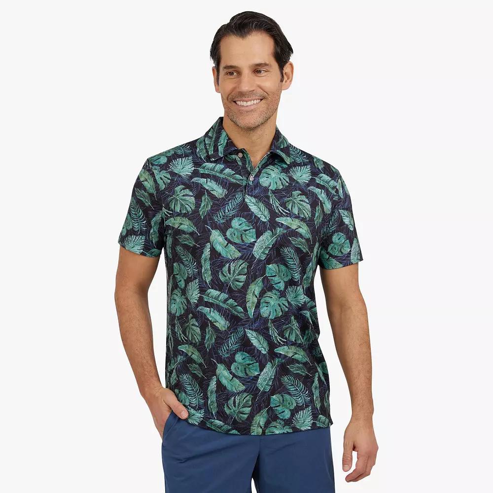 Men's Chaps Short Sleeve Printed Performance Polo, Size: Small, Mountain Blue Product Image