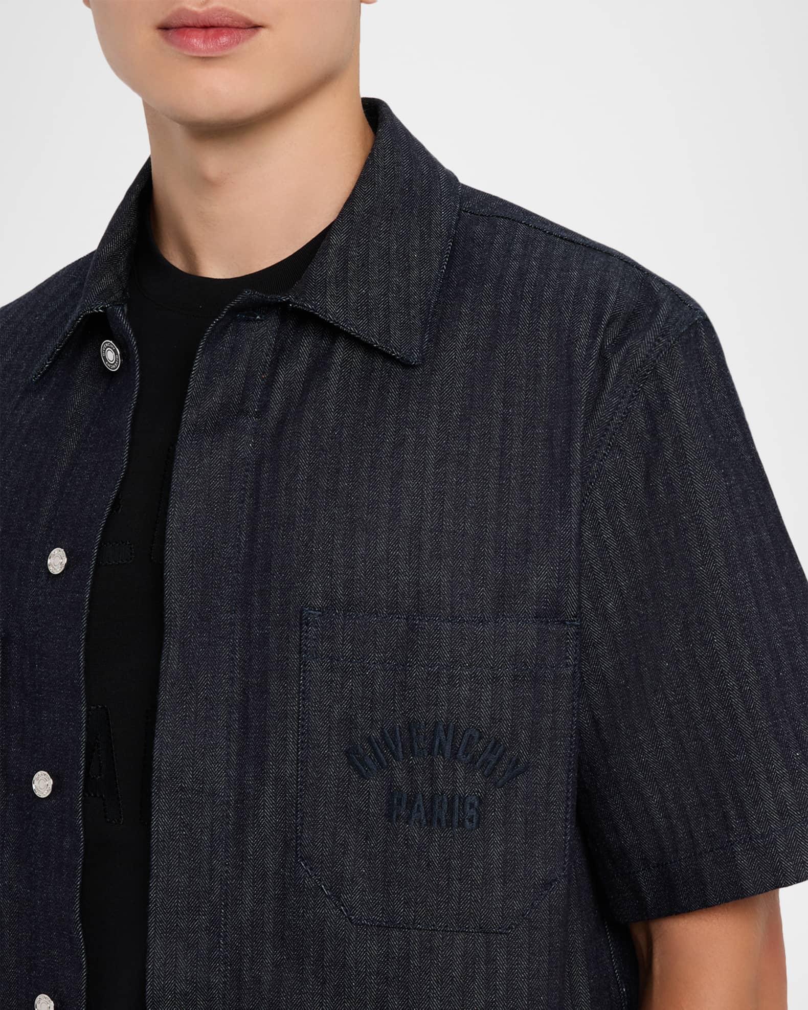 Men's Denim Herringbone Short-Sleeve Shirt Product Image