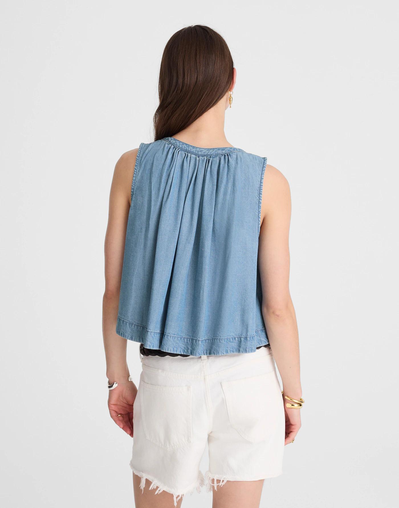 Button-Front Tank in Ashbury Wash: Airy Denim Edition Product Image