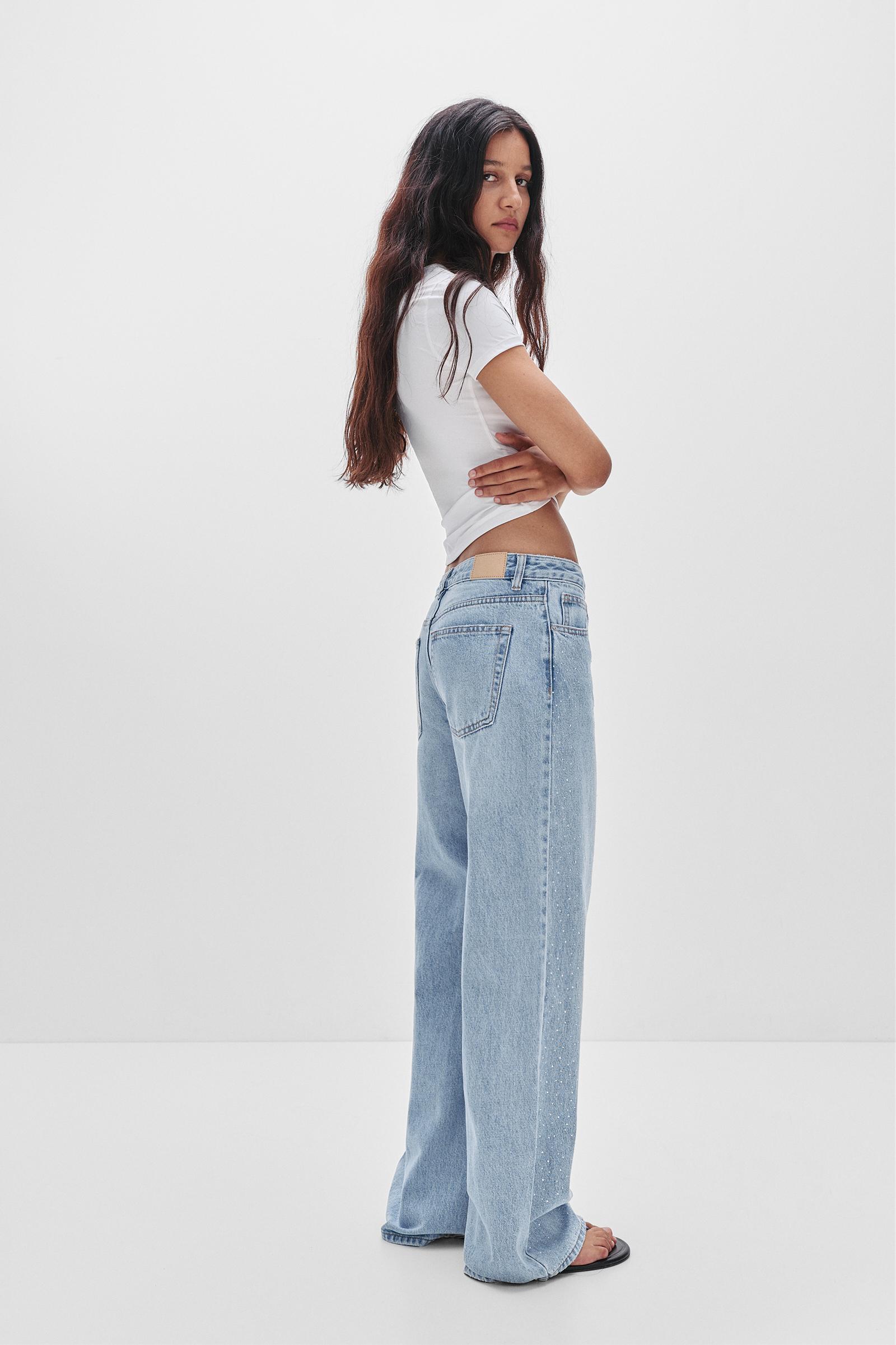 Straight-leg shimmery baggy jeans Product Image