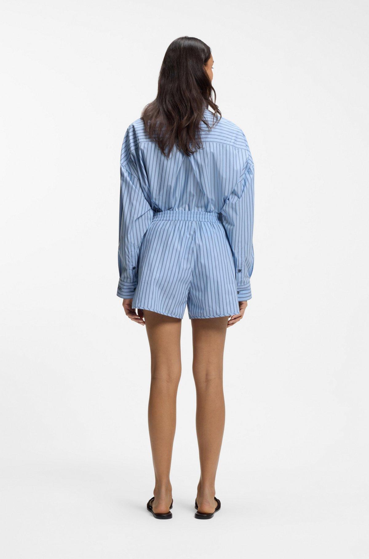 Vertical-stripe shorts in cotton poplin Product Image