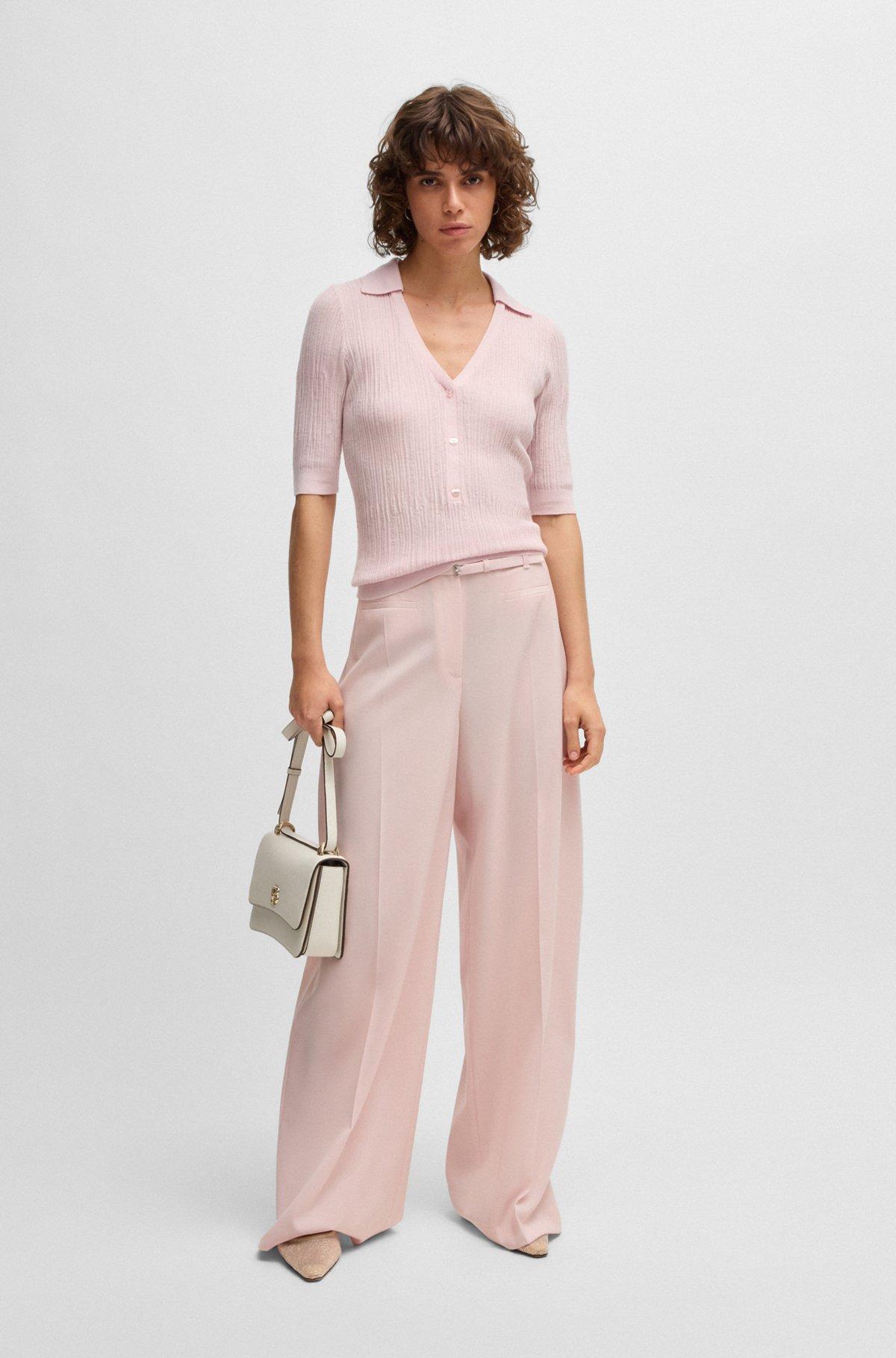 Virgin-wool sweater with collar and buttoned placket Product Image