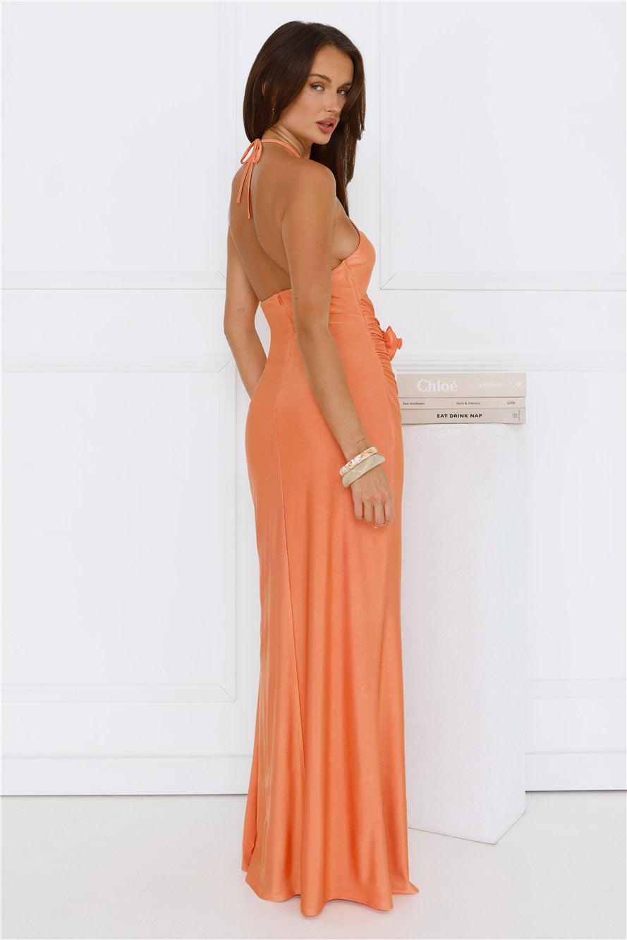 Botanical Muse Halter Maxi Dress Peach Product Image