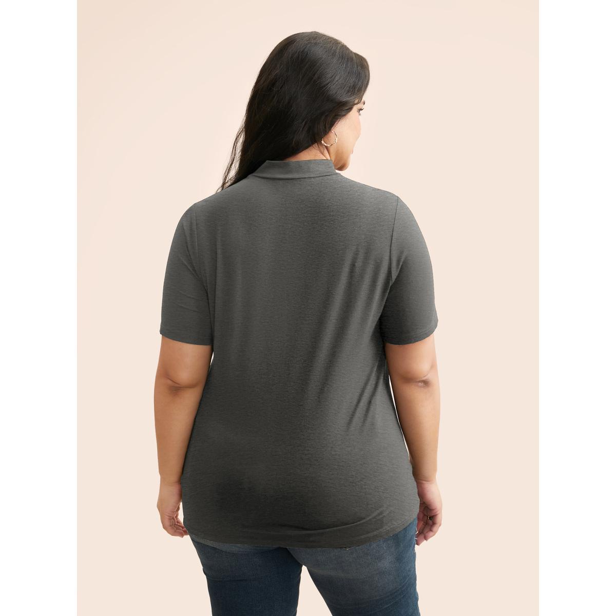 Plus Size Supersoft Essentials Solid Mock Neck T-shirt DimGray Women Casual Non Mock Neck Skinny Everyday T-shirts BloomChic 14-16/1X Product Image