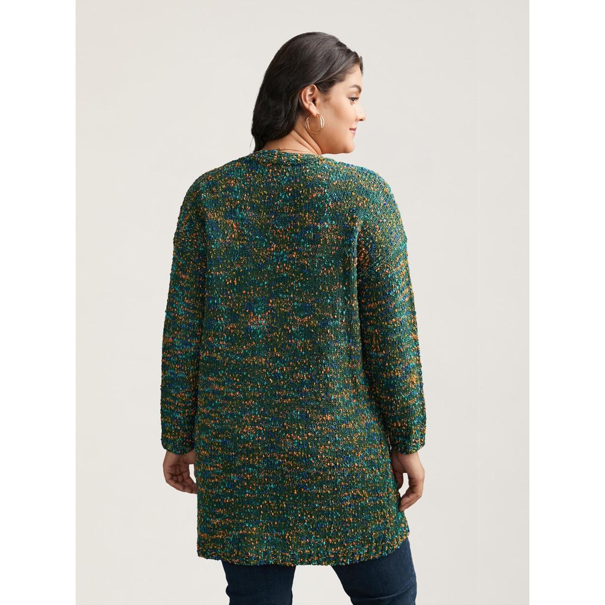Plus Size Color Textured Open Front Cardigan DarkGreen Women Casual Loose Long Sleeve Dailywear Cardigans BloomChic 22-24/3X Product Image