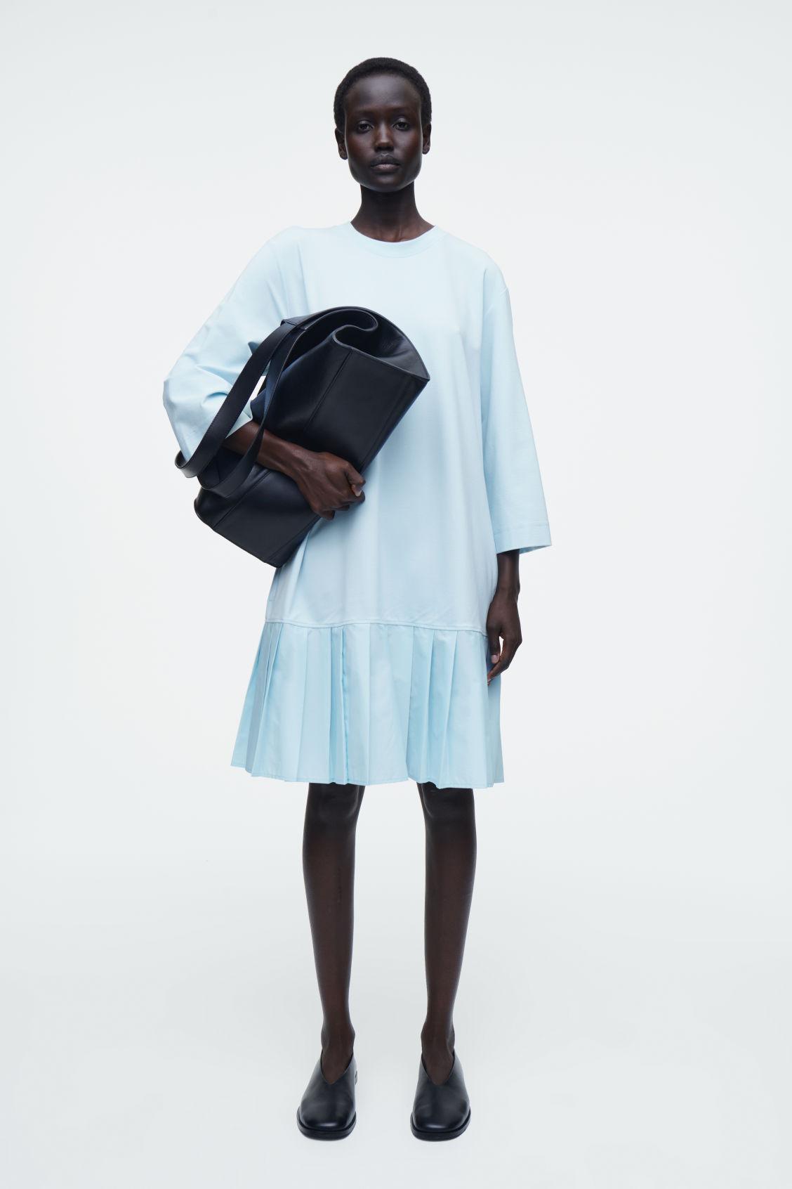 PLEATED DROPPED-WAIST T-SHIRT DRESS Product Image