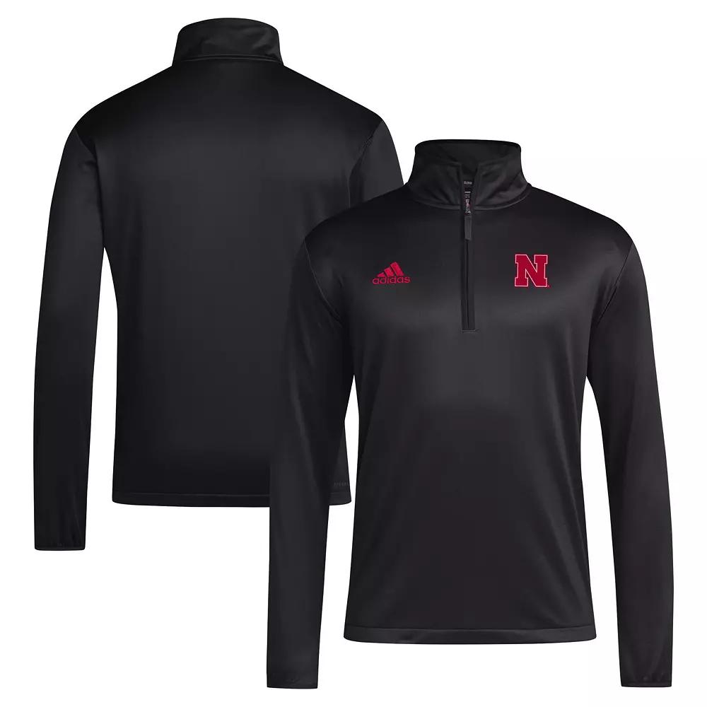 Men's adidas Black Nebraska Huskers 2024 Coaches Sideline Quarter-Zip Top,  Product Image