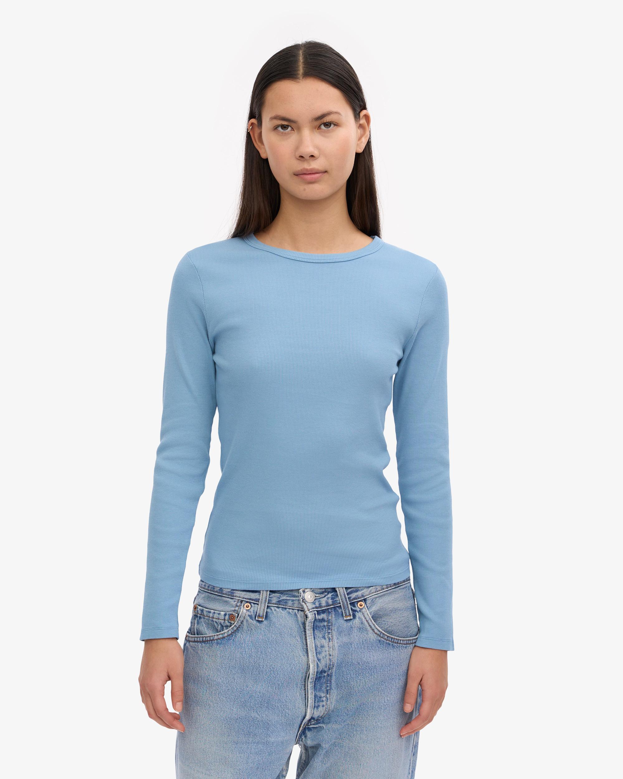 Women Organic Rib LS T-Shirt - Seaside Blue Product Image