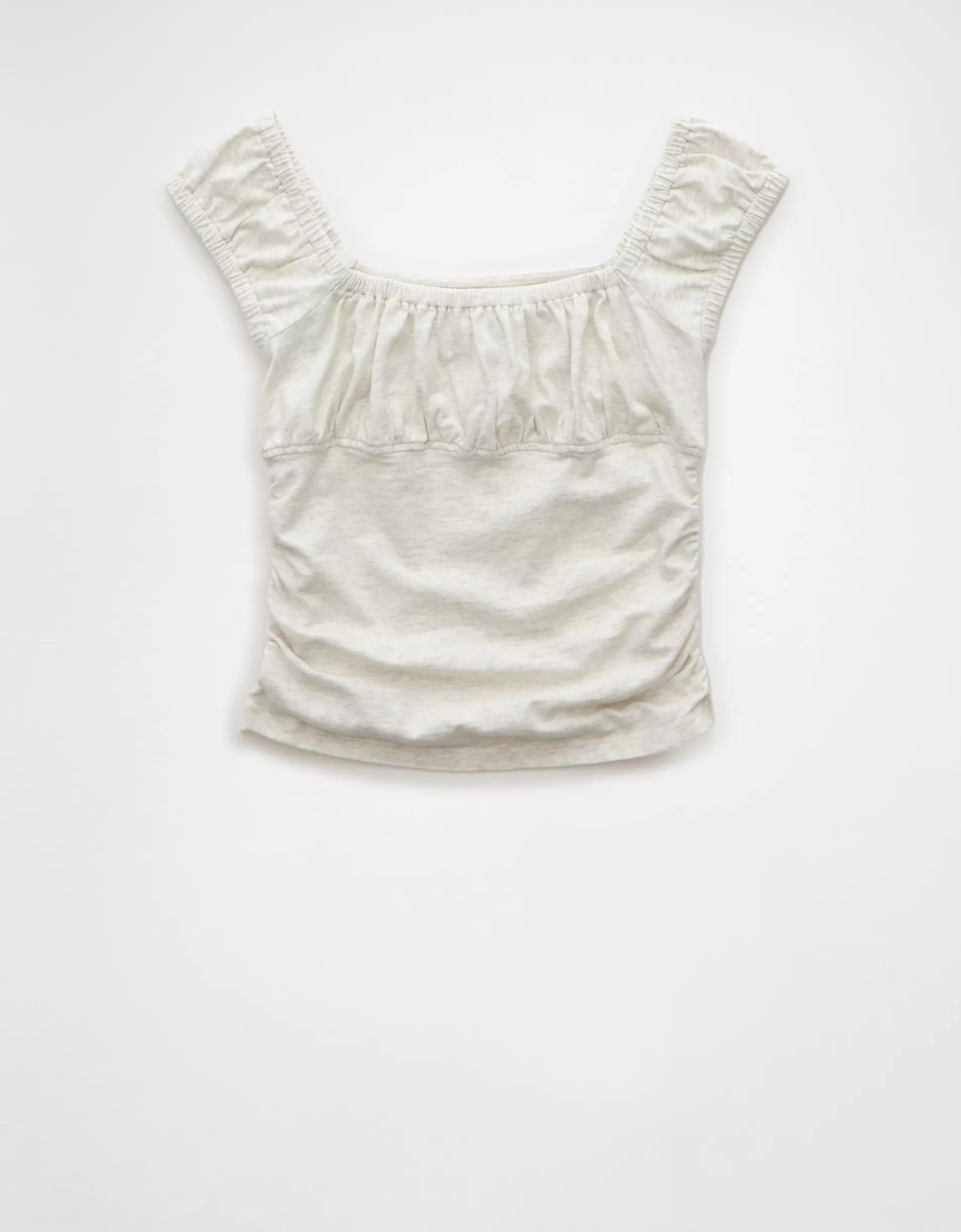 AE Ruched Square Neck T-Shirt Product Image