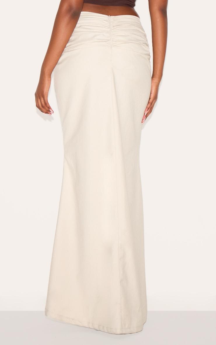 Stone Woven Ruched Waist Detail Maxi Skirt Product Image