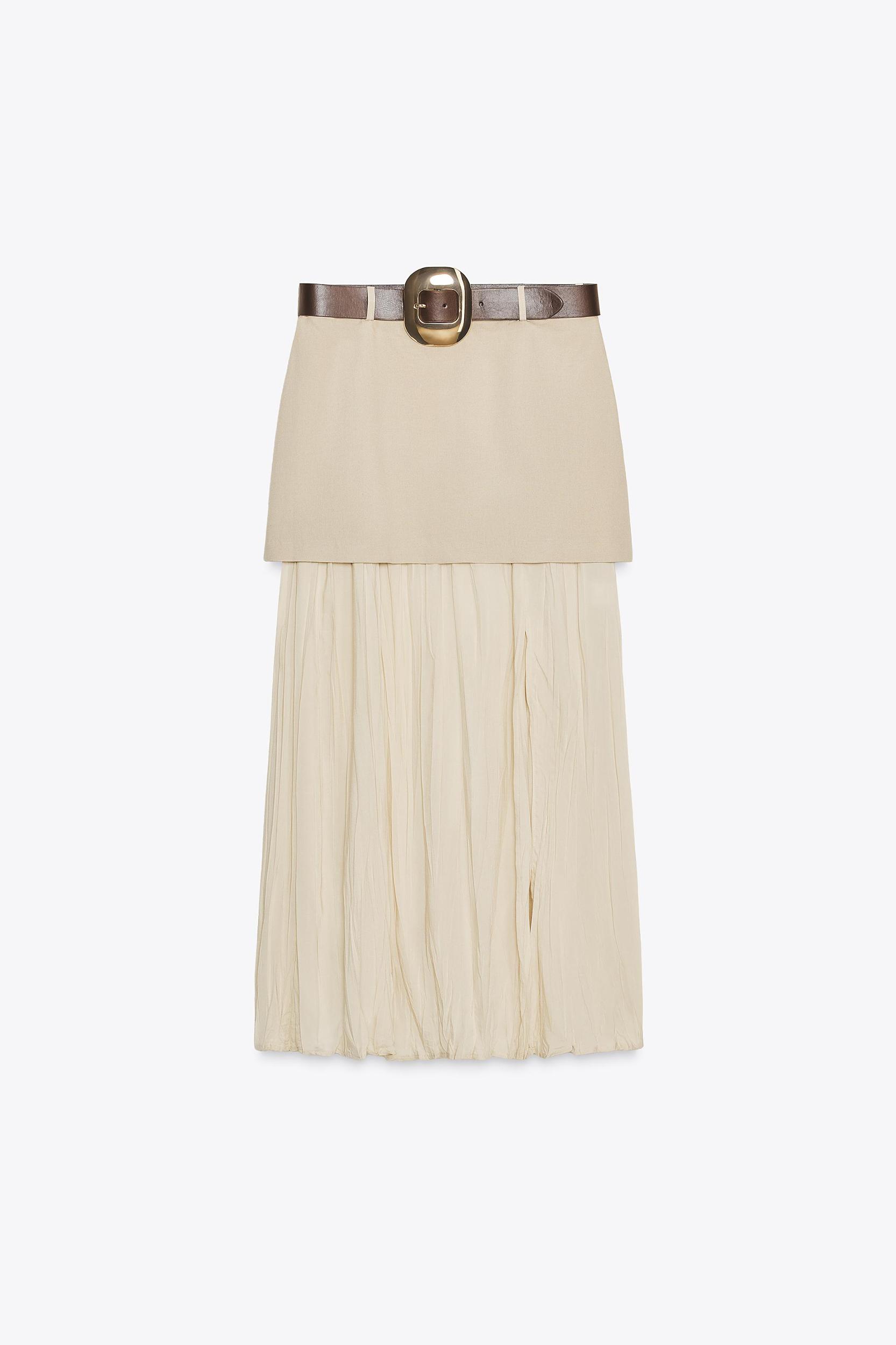 BELTED COMBINATION MIDI SKIRT Product Image