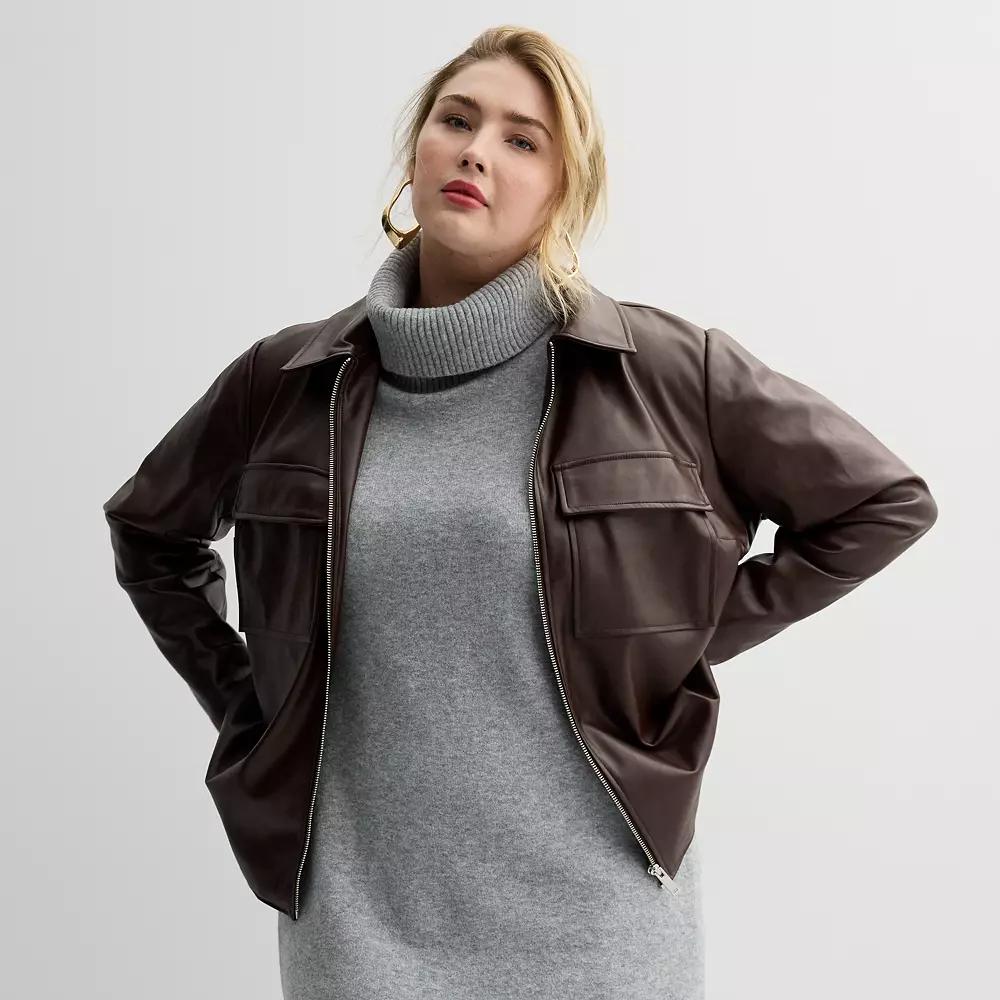 Plus Size Nine West Patch Pocket Cropped Jacket, Women's, Size: 2XL, Laveda Purple Product Image